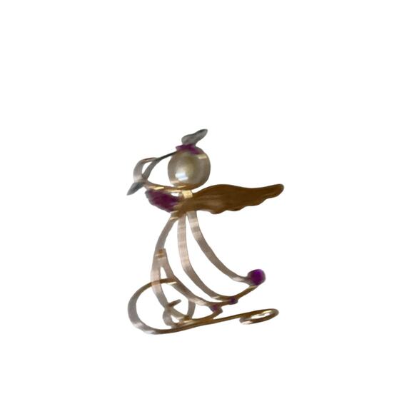 Wire Twist Capiz Shell Angel Christmas Ornaments with Rhinestones Set of 7 - Picture 6 of 7